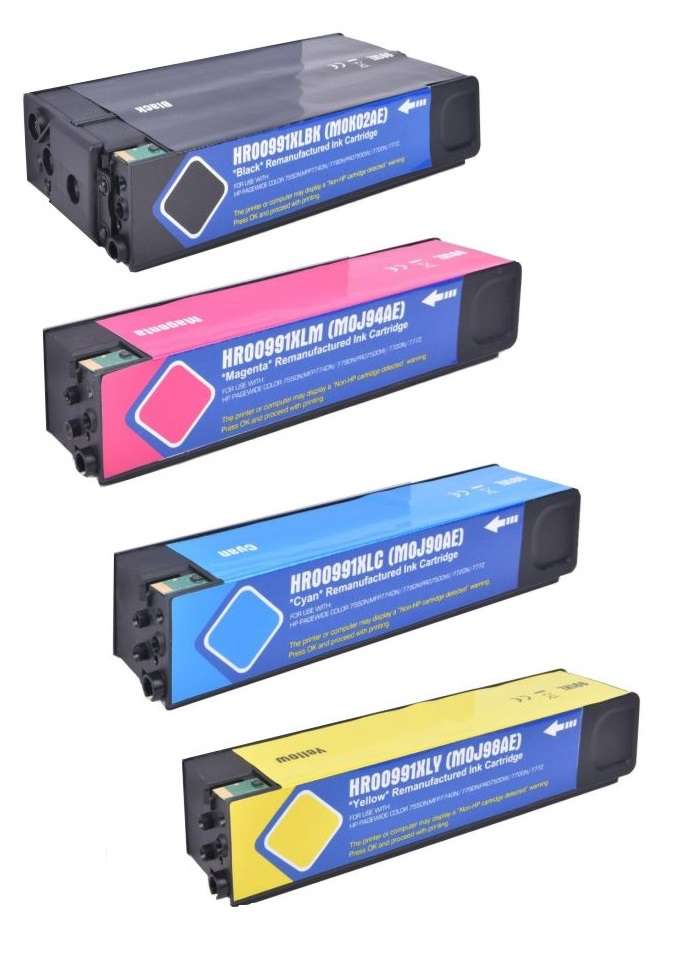 Compatible HP 991X Full Set Of 4 High Capacity Ink Cartridges Black/Cyan/Magenta/Yellow